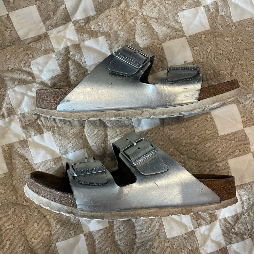 Birkenstock Arizona Silver Sandals 39 - Picture 5 of 9